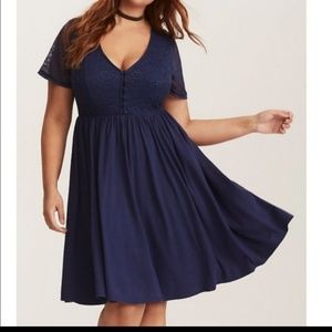 Torrid Blue Jersey Lace Babydoll Dress